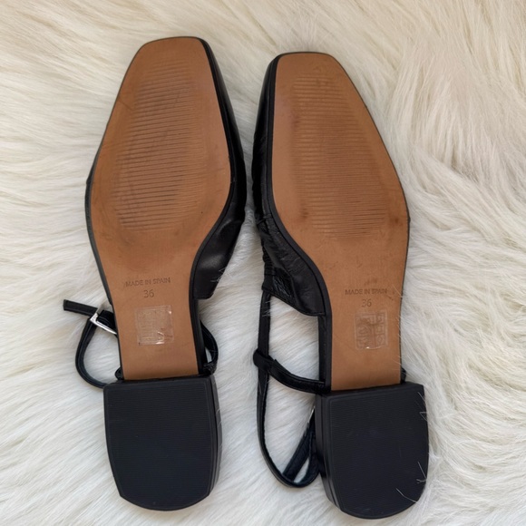 New Intentionally Blank Daff Slingback Flat Black Leather - Picture 4 of 5